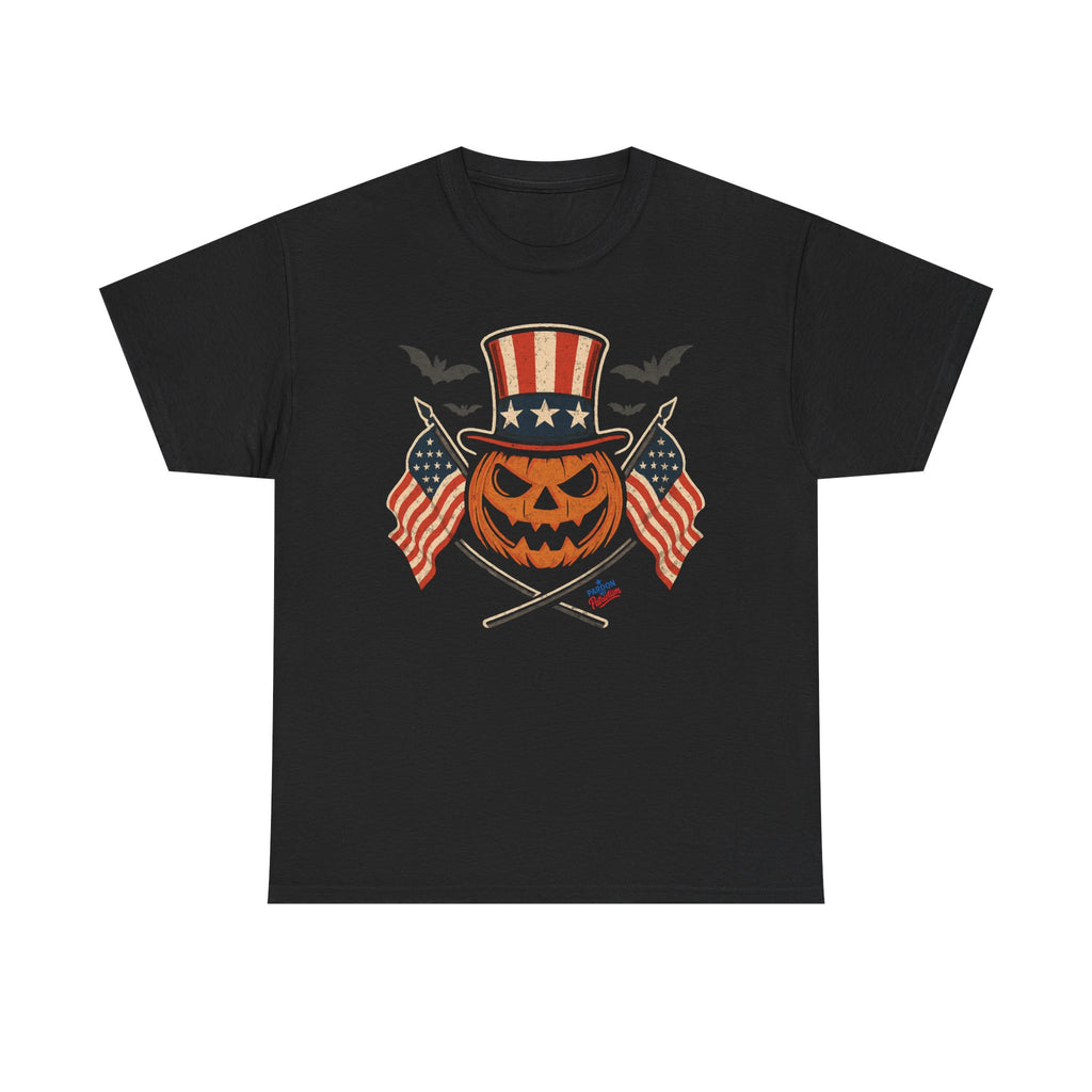 LIMITED Patriotic Halloween T-Shirt | Unisex American Pride Halloween | Heavy Cotton T-Shirt, Pumpkin Graphic display for Halloween Freedom