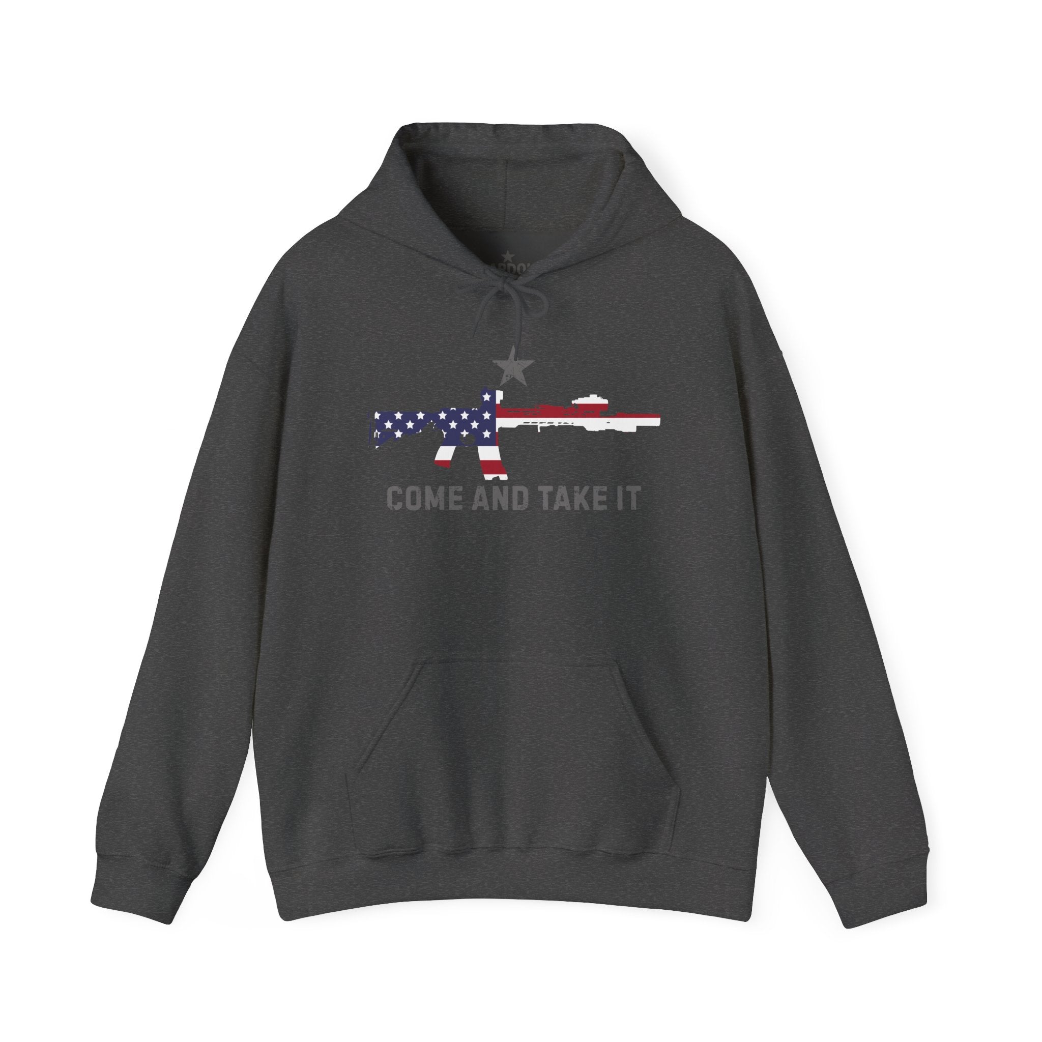 Come and Take It Hoodie — Bold American Flag Rifle Graphic